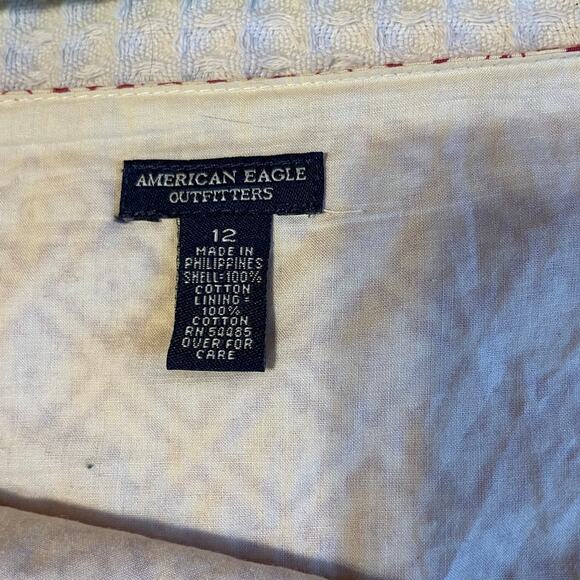 American Eagel Cottage Y2K Boho Cotton Printed Ruffle Red & Ivory Skirt Size 12 - Picture 3 of 10